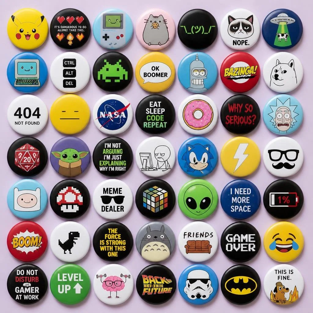 Artes para bottons da categoria Memes & Geek